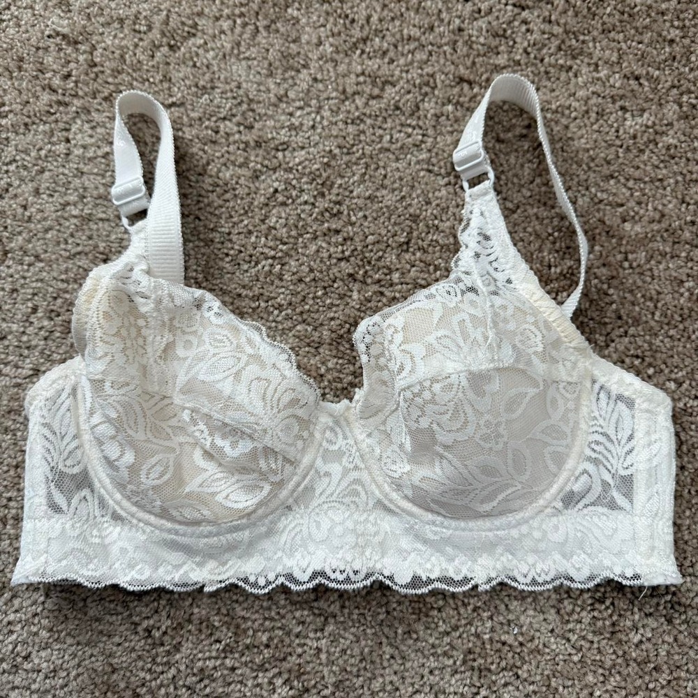 White Lace Bralette Push Up Padded Adjustable Straps Intimates Size 36/80